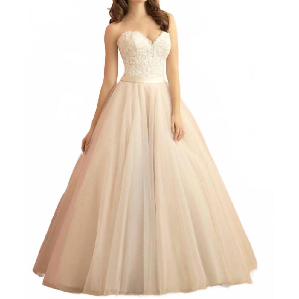 NEW ALLURE ROMANCE strapless tulle a line dress in ivory